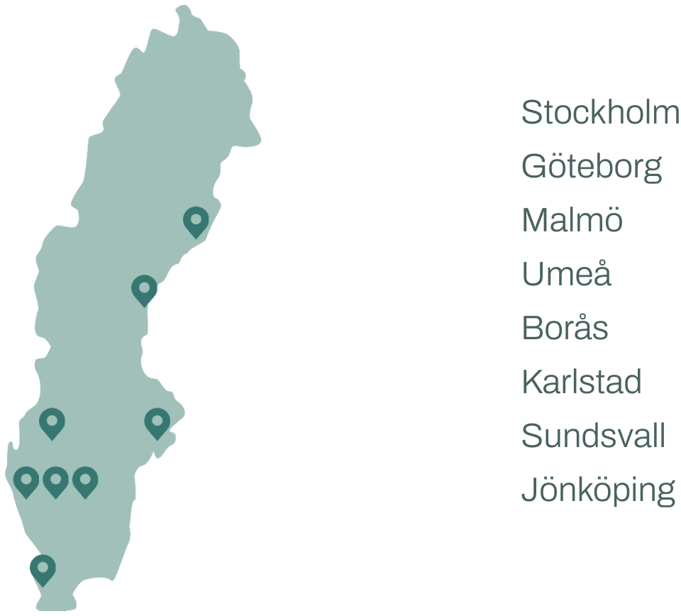 Du hittar oss i hela landet